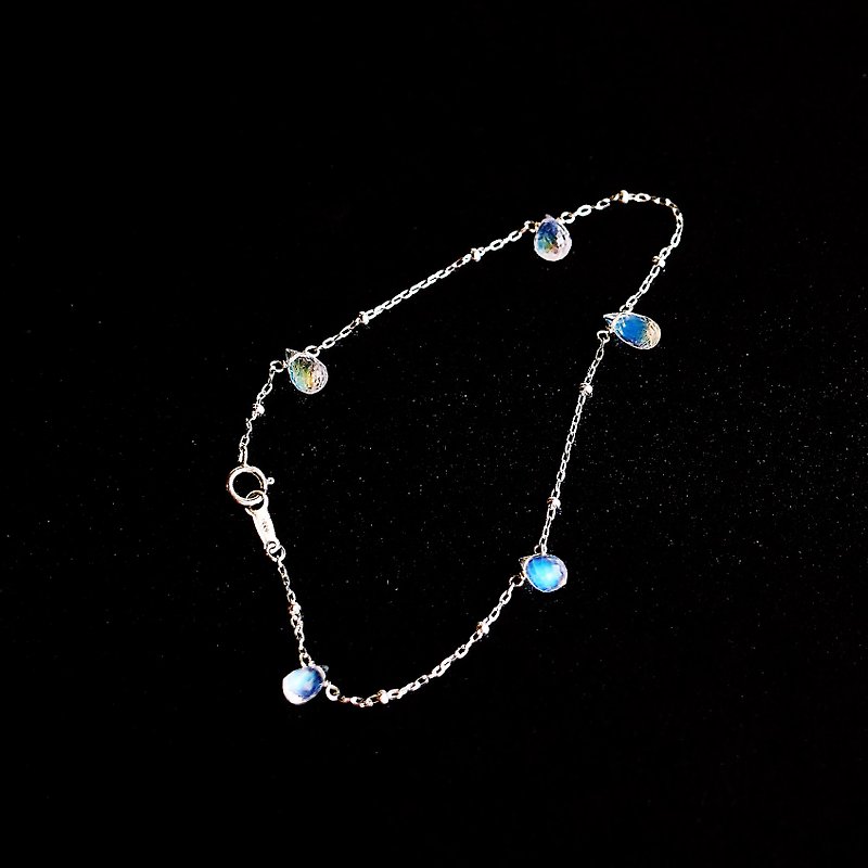Top glass body water drop moonstone powerful blue light halo 925 sterling silver bracelet crystal career peach blossom - Bracelets - Gemstone Silver