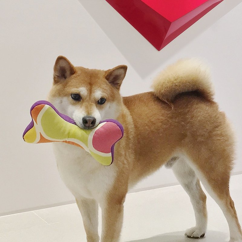 Fashion dog bone (purple orange) - ของเล่นสัตว์ - ผ้าฝ้าย/ผ้าลินิน สีม่วง