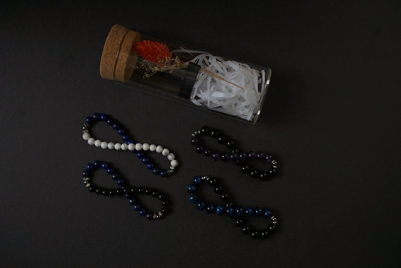 [Natural Stone Series] Handmade Black Onyx bracelet,white turquoise,gift,custom - Bracelets - Gemstone Black