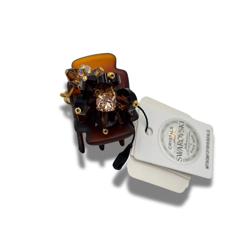 COMPLEX BIZ 施華洛世奇 甜心夾 水晶 咖啡色 - 髮夾/髮圈 - 樹脂 多色