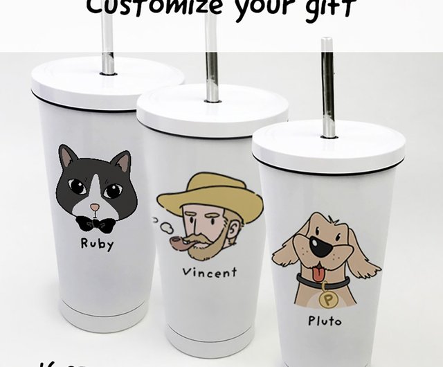 Custom Cow Print Double Wall Tumbler with Straw (Personalized)