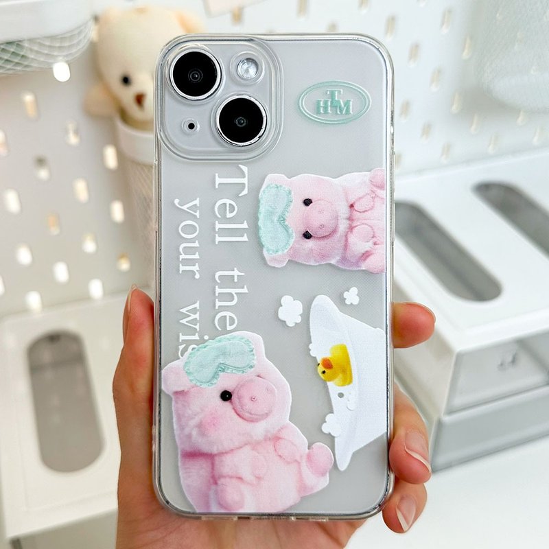 iPhone 16/15/14/13/12/11/XS/XR/7/8/SE2/SE3 Cute pig Transparent Phone Case - 手機殼/手機套 - 塑膠 多色