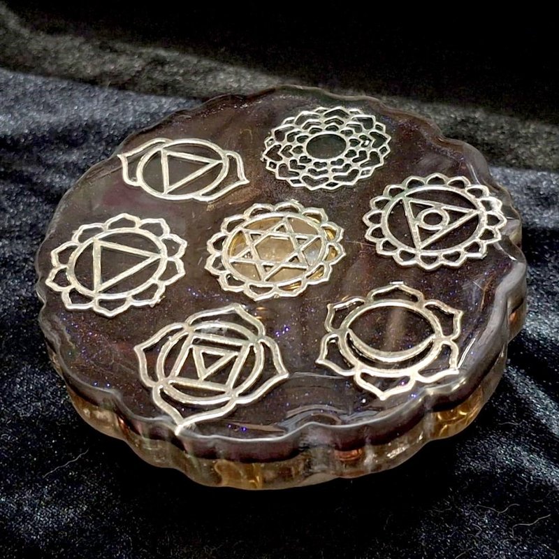 七脈輪次石墨雙面能量杯墊 - 擺飾/家飾品 - 水晶 黑色