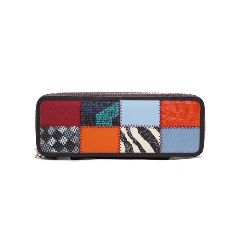 Patchwork Leather Lip Stick Box - Toiletry Bags & Pouches - Genuine Leather Multicolor