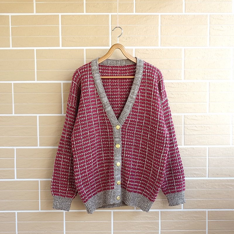 │Slow│ Knit Plaid - vintage sweater coat │vintage cute retro theatrical unique.... - เสื้อแจ็คเก็ต - วัสดุอื่นๆ หลากหลายสี