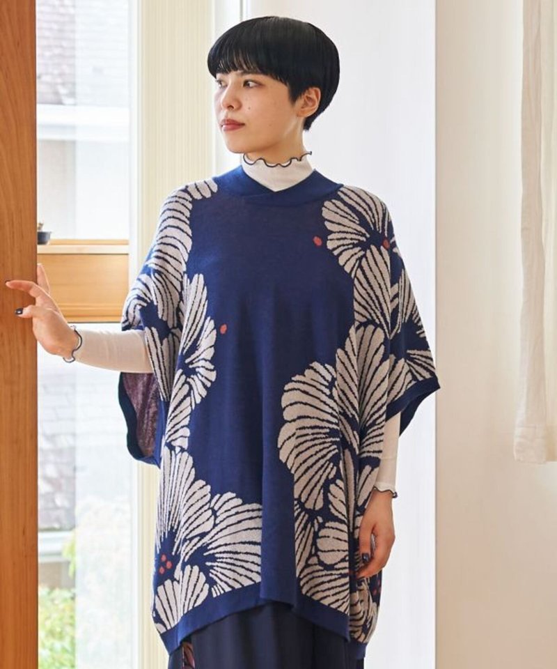 [Popular pre-order] Ginkgo Kari knitted kimono style floral top (4 colors) 75J-3301 - สเวตเตอร์ผู้หญิง - วัสดุอื่นๆ 