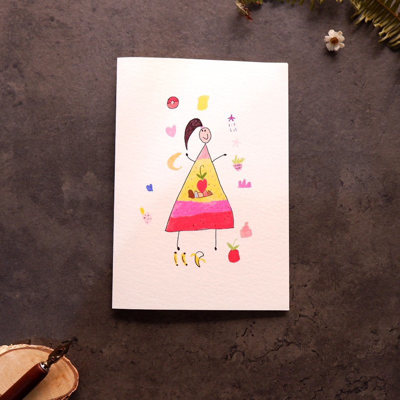 【女兒】夢幻的馬尾公主 歐洲進口米色紋路折疊卡片及米白色信封 - 心意卡/卡片 - 紙 粉紅色