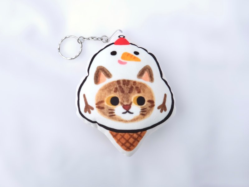 Snowman ice cream charm - Keychains - Other Man-Made Fibers White