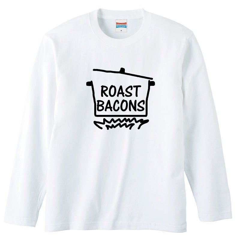 Long Sleeve T-shirt / Roast Bacons Pot - Men's T-Shirts & Tops - Cotton & Hemp White