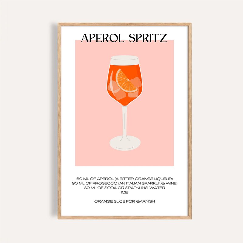 橙光氣泡 Aperol Spritz / 調酒藝術掛畫 酒吧海報 餐酒館裝飾畫 - 海報/掛畫/掛布 - 紙 