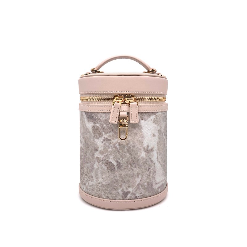 側背包/大理石水桶包/多功能小物包/兩用包 - 側背包/斜孭袋 - 石頭 粉紅色