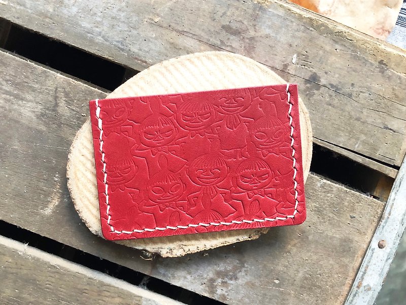 MOOMINx Hong Kong-made leather Ami card cover material bag card cover well stitched, officially authorized small point - Leather Goods - Genuine Leather Red