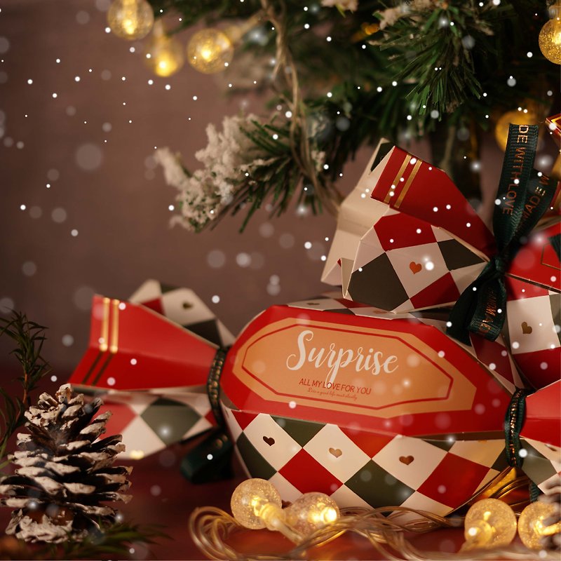 【2022聖誕禮盒】糖果款-品牌聯名-茶樹香氛禮盒手工餅乾禮盒 - 香氛/精油/擴香 - 紙 紅色