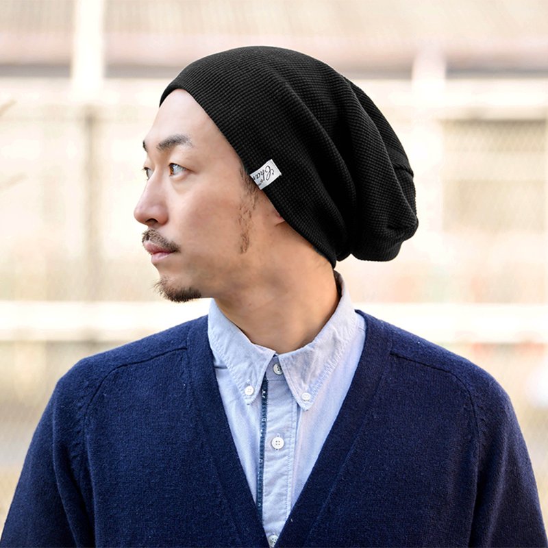 LARGE ワッフル × ストレッチ ビック ワッチ | メンズ レディー - 帽子 - 棉．麻 黑色