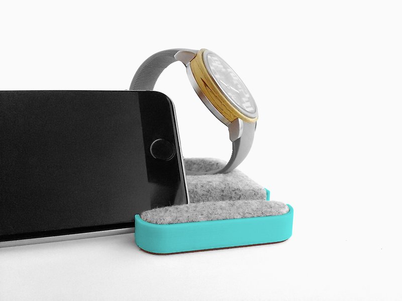 Unique multifunctional tray, Watch stand, Smartphone stand, Smart phone stand, Home sweet home tray, Smartwatch, apple, iphone, dock 【light blue】 - ที่ตั้งมือถือ - ขนแกะ สีน้ำเงิน