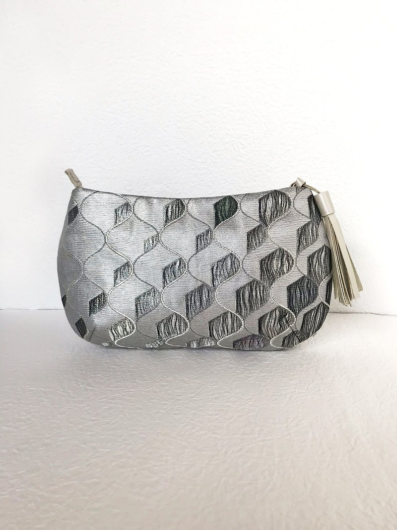 Mesh pattern wallet handbag - Handbags & Totes - Silk Silver
