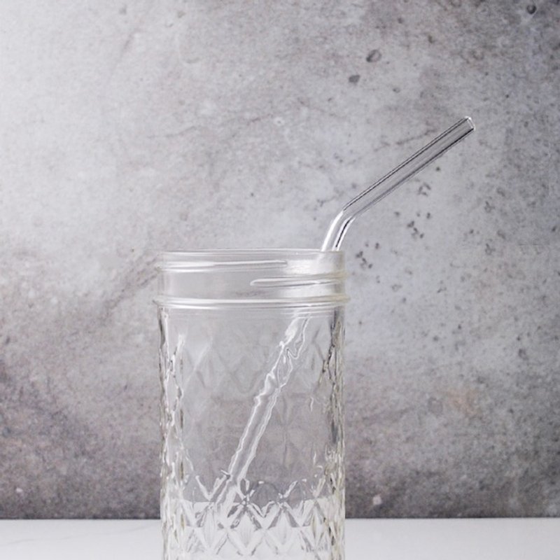 [20cm thin straw - kettle dedicated small aperture] (caliber 0.6cm- curved section) glass pipette to protect the marine environment reuse (comes easily washed clean brush bar) excluding drinks glass jar - หลอดดูดน้ำ - แก้ว สีเทา