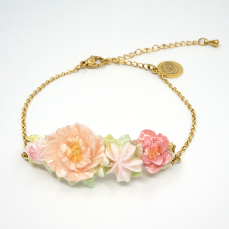 =Limited Edition= Flower Piping Plate Bracelet #PB002 - Bracelets - Clay Orange