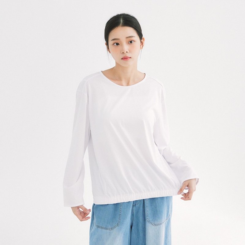 【Simply Yours】親膚百搭長袖T 白F - 女 T 恤 - 棉．麻 白色