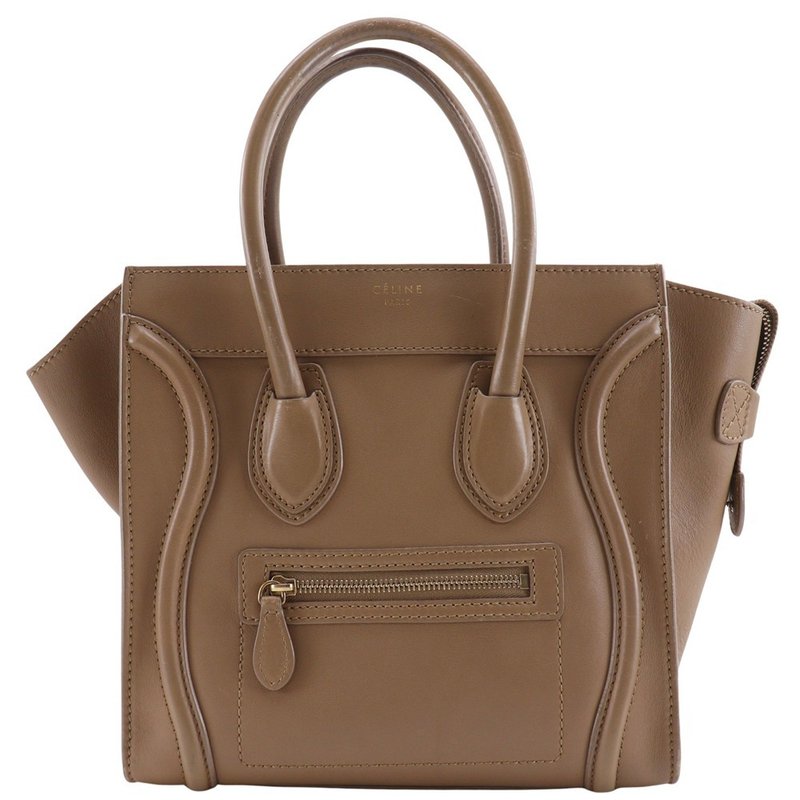 【日本直送】セリーヌ CELINE ラゲージマイクロショッパー ハンドバッグ 167793HSC カーフ ベージュ レディース【中古】 - 手提包/手提袋 - 真皮 咖啡色