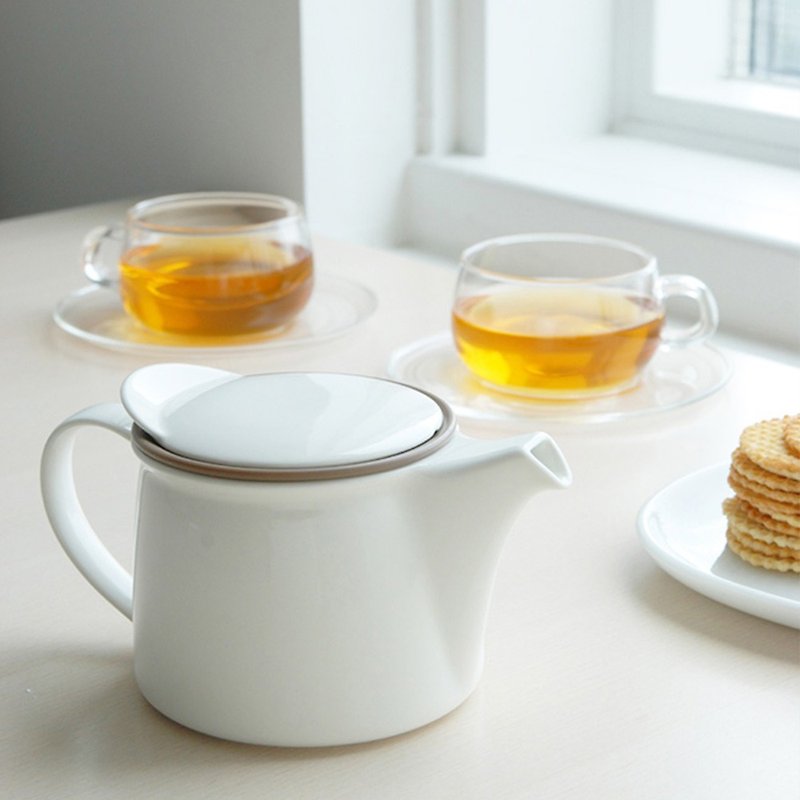 Discontinued-Japanese KINTO Brim teapot 450ml / 750ml / 2 colors in total - Teapots & Teacups - Porcelain Gray