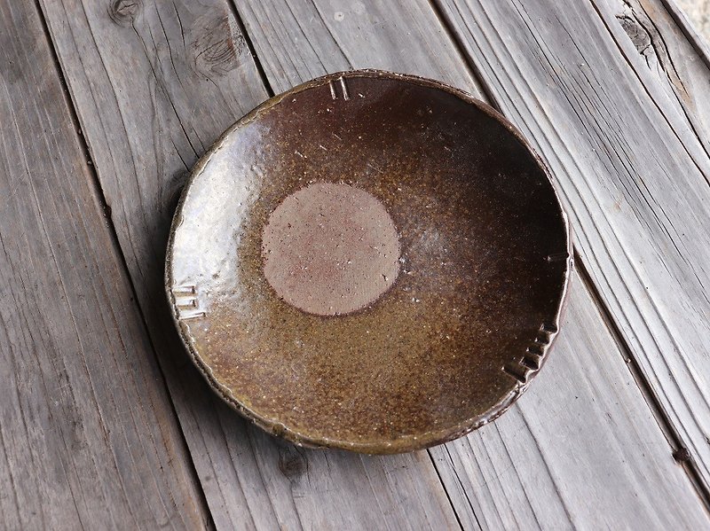 Bizen dish · rice cake (about 20.5 cm) sr 4 - 045 - จานเล็ก - ดินเผา สีนำ้ตาล