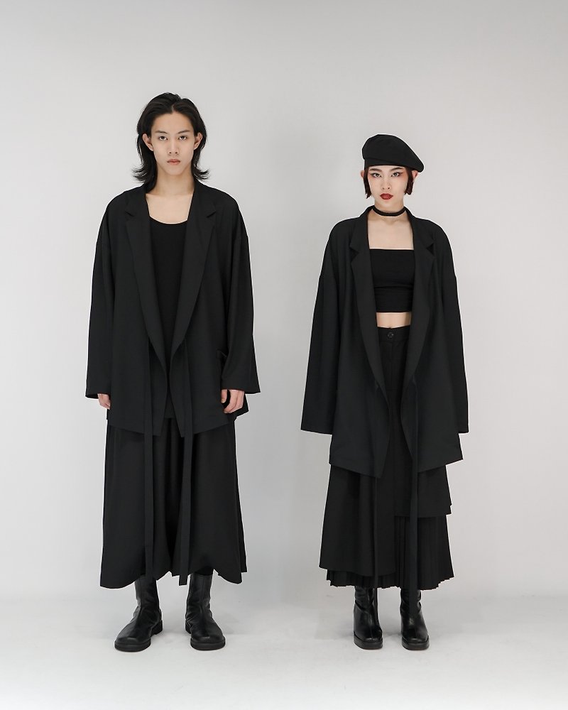 MUKK DESIGN Multi-Wear Double Sided Rope Suit Blouse - Men's Blazers - Polyester Black