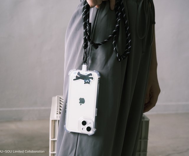 iPhoneアクセサリー Sou Pinkoi × SOU・SOU 】ブラック携帯クリップ 6mmストラップ付き