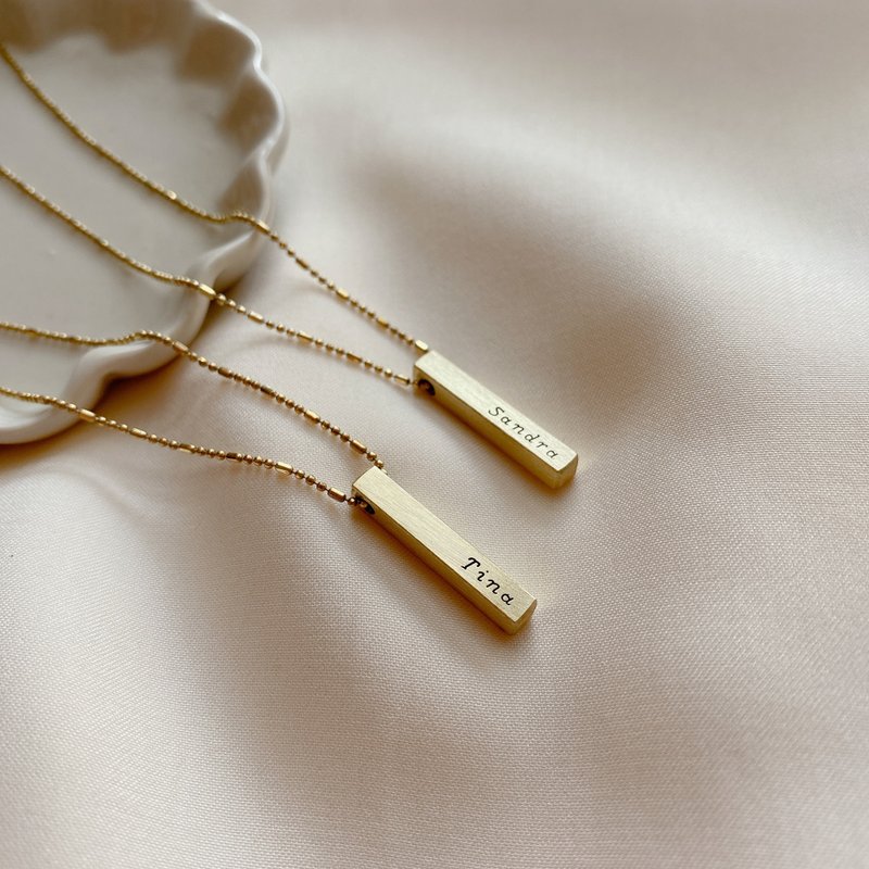 Poet- Brass letter necklace - สร้อยคอ - ทองแดงทองเหลือง สีทอง