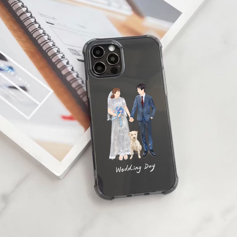 【iPhone 16e 防摔手機殼保護套】寵物人物似顏繪 | 追蹤IG贈桌布 - 手機殼/手機套 - 矽膠 多色