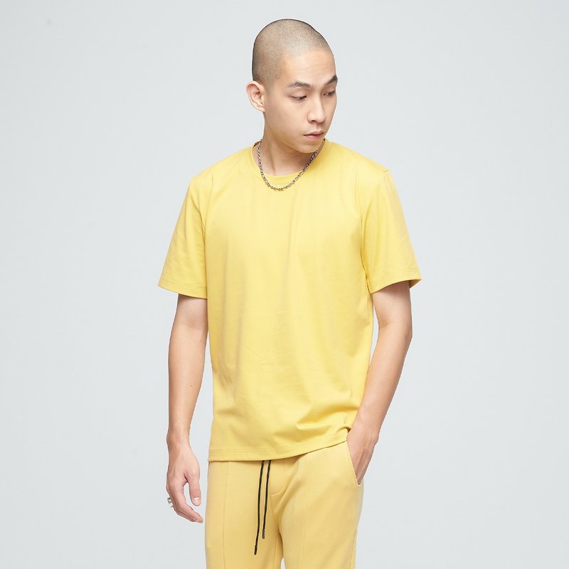 抗菌吸排舒適上衣(中性)-赭石黃 - 男装 T 恤 - 聚酯纖維 黃色