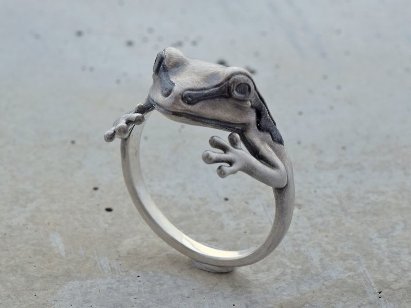 Hugging frog ring - แหวนทั่วไป - โลหะ สีเงิน