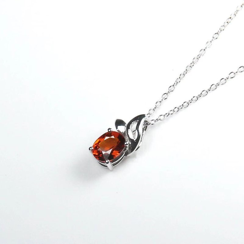 1.15 carat whiskey orange garnet necklace manganese aluminum garnet natural colored gem custom design - สร้อยคอ - เครื่องเพชรพลอย สีส้ม