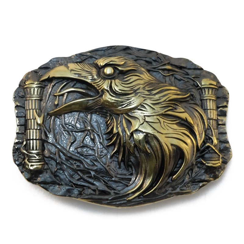 Raven soild brass belt buckle, Crow bird belt accessory - 皮帶/腰帶 - 其他材質 金色