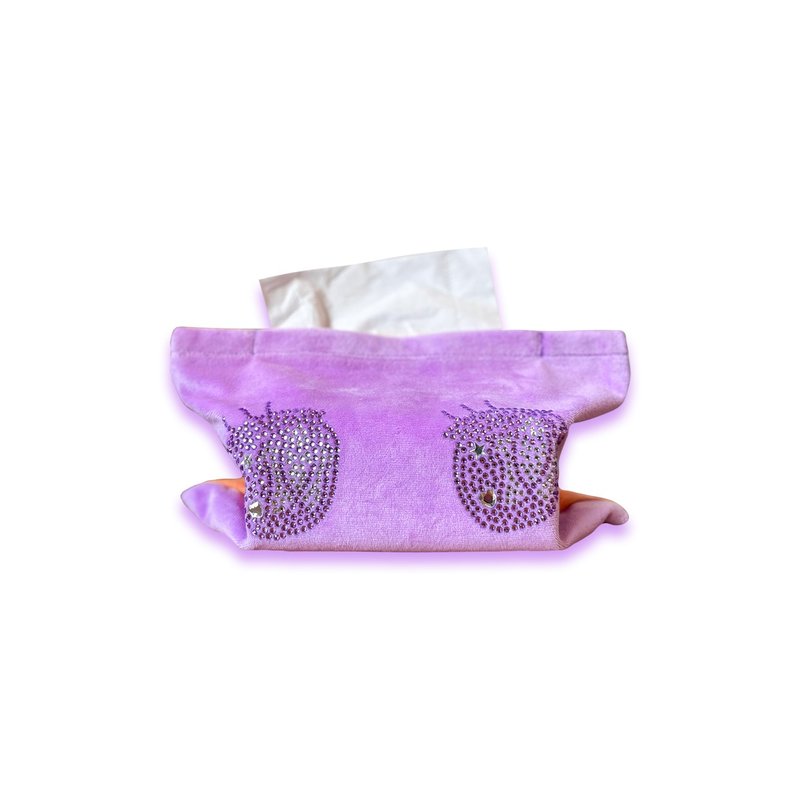 閃閃眼睛燙鑽兩面拼色紙巾袋 - 面紙盒 - 聚酯纖維 紫色