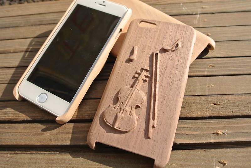 iphone6 原木手機殼 - 3D立體小提琴款造型款 - 手機殼/手機套 - 木頭 咖啡色