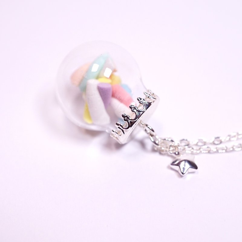 *Playful Design* Twist Marshmallow in Glass Ball Necklace - Chokers - Clay Multicolor