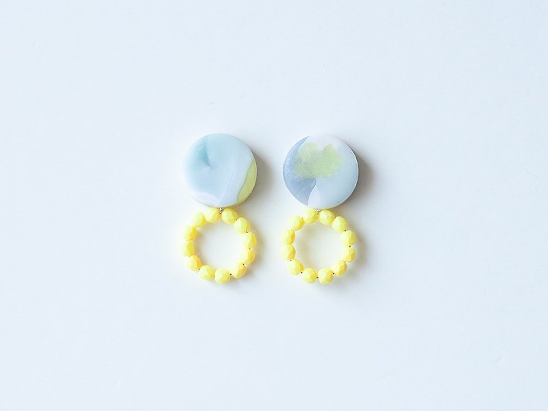 Only one point / small ring earrings / earrings - Earrings & Clip-ons - Clay Blue