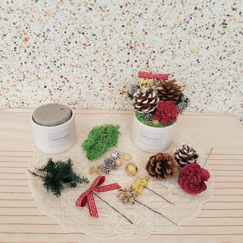 [Material package] Everlasting cedar Christmas table flowers. Ornaments. Christmas gift box - จัดดอกไม้/ต้นไม้ - พืช/ดอกไม้ 