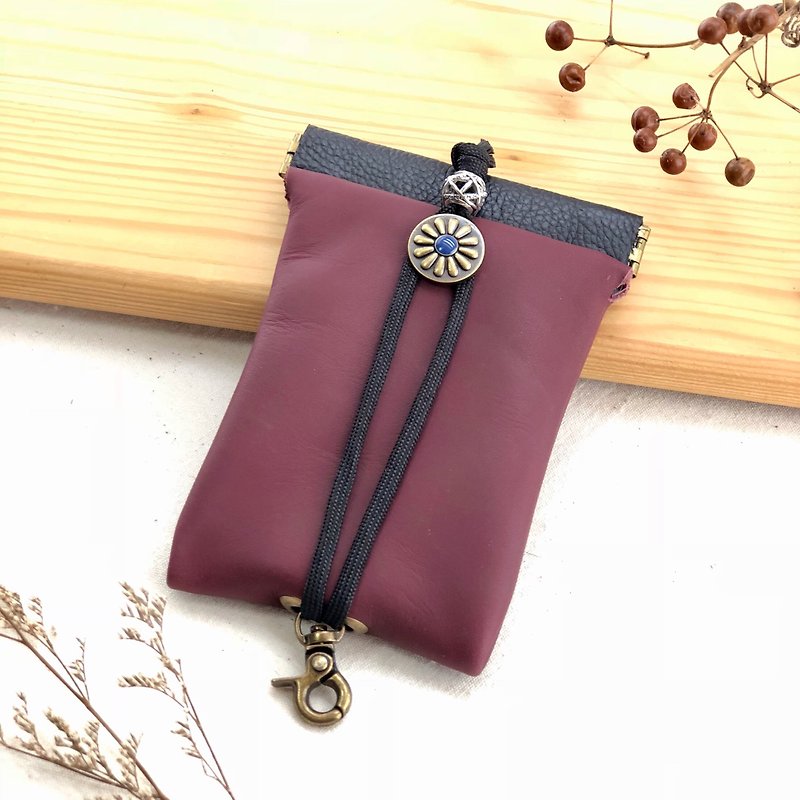 Spliced ​​free shrapnel key case - key / key bag / storage / key case - Keychains - Genuine Leather Red