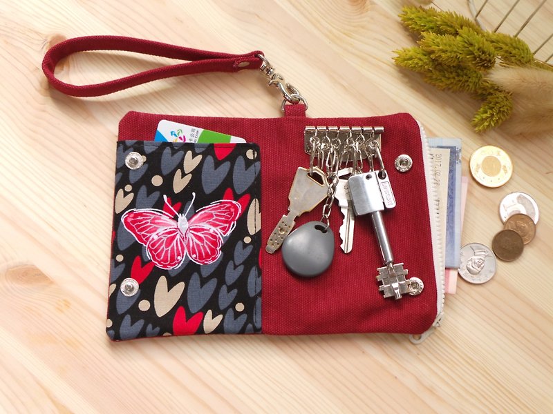 零錢包 鑰匙包 票夾 多功能隨身小包 禮物 - 散紙包 - 棉．麻 紅色