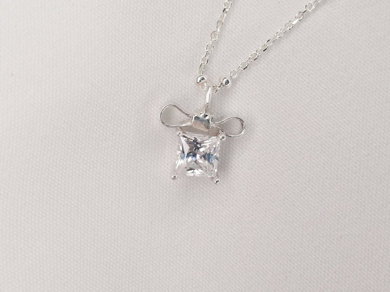 Top 5mm eight hearts and eight arrows cz diamond Stone Silver necklace 925 sterling silver handmade - Necklaces - Sterling Silver Silver