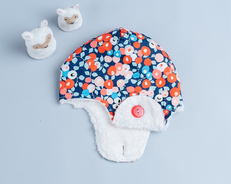 Folding ear flying cap - dizzy flower hand made non-toxic cap children's clothing baby child flight - Baby Hats & Headbands - Cotton & Hemp Red