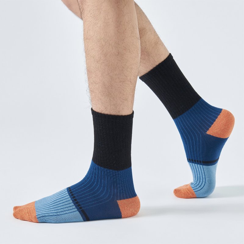 Encyclopedia Antibacterial Mid-Calf Socks - Navy Blue (F, XL) - Socks - Cotton & Hemp Blue