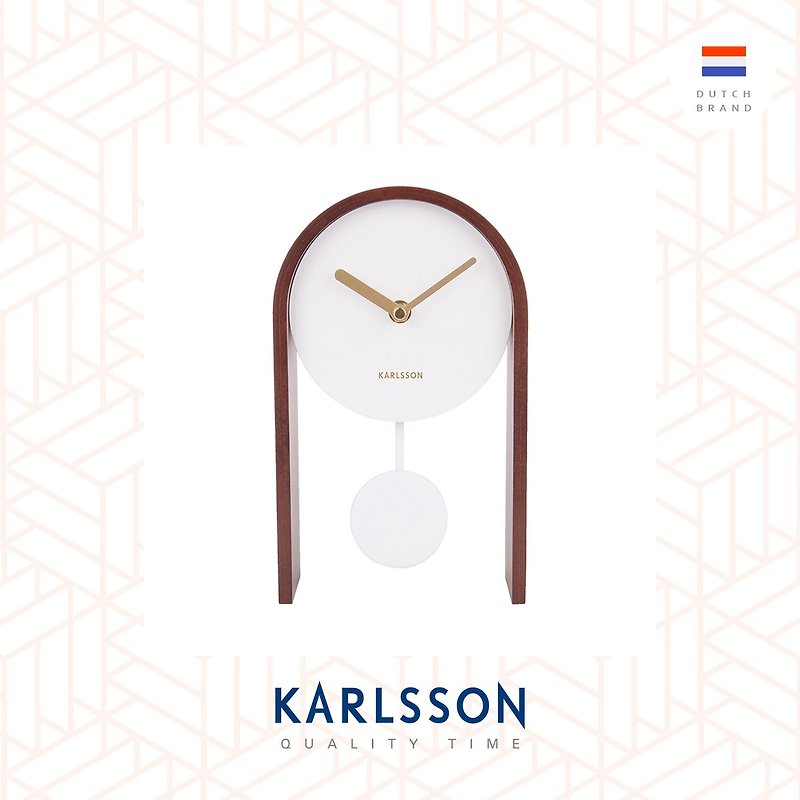 Karlsson, Table clock Smart dark wood, white (Pendulum) - Clocks - Wood White