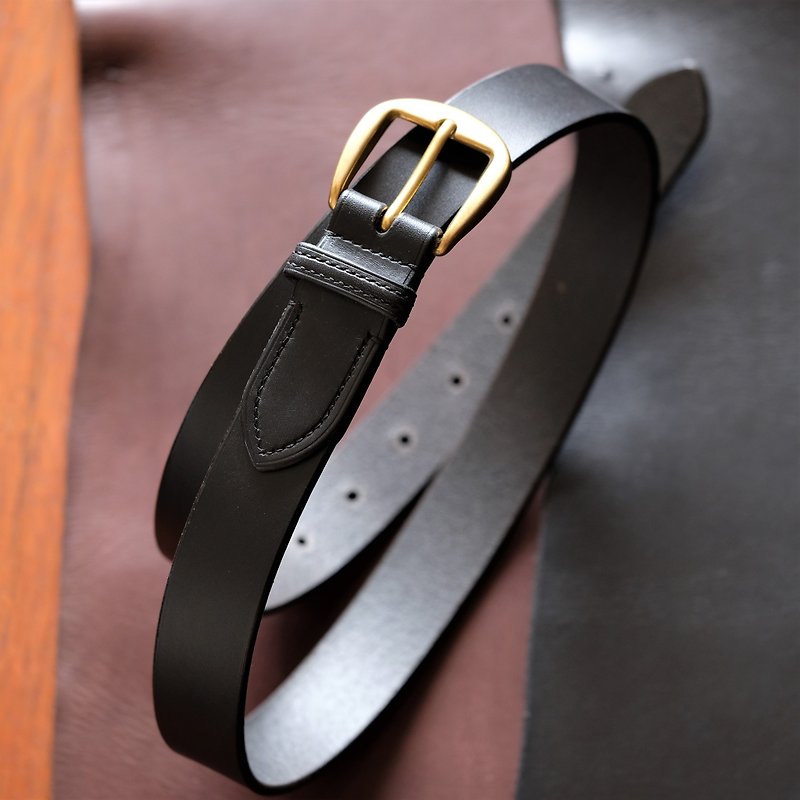 Mildy Hands - Belt - Belt - 30mm (Italian Rocky 鞣 鞣 leather) - เข็มขัด - หนังแท้ สีดำ