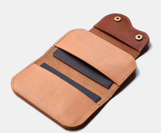 神の口の中の名前】野菜なめし牛革名刺入れ原色×ブラウンレザーカード