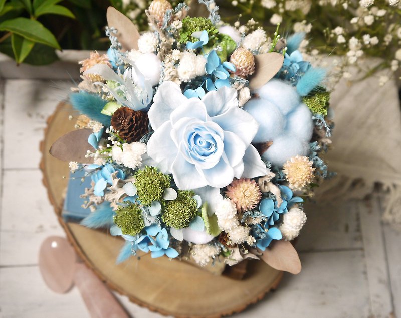 Customized. Cool breeze. Cool blue color. The first choice for birthday and full moon dried flowers. - Dried Flowers & Bouquets - Plants & Flowers Blue