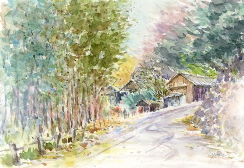 水彩画原画 里山の秋4 - ショップ 松下勝明 ポスター・絵 - Pinkoi