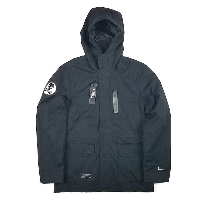 L.I.M.I.T.E - Men's Hooded Jacket With Detachable Quilted Lining - Men's Coats & Jackets - Cotton & Hemp Black